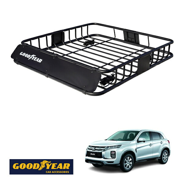 【GOODYEAR正規品】 スチール ルーフラック ROAD PRO 1111mm&times;158mm&times;993mm 耐荷重100kg ブラック 組み立て式 GOODYEARロゴ入り ルーフキャリア バスケット ベースキャリア カーゴネット 三菱 RVR GA系｜トラックチューナーズ店