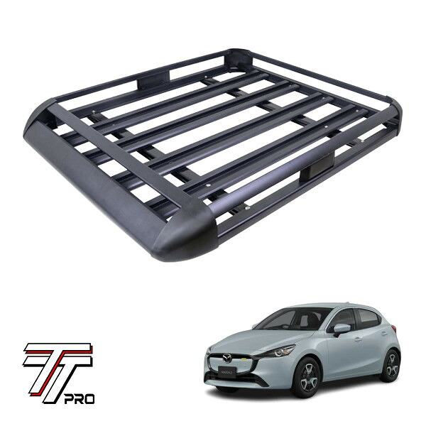 P10倍 エントリー 【TT PRO正規品】 汎用 組立式 アルミ ルーフラック カーゴラック カーゴバスケット 耐荷重200kg 440LB ブラック マツダ MAZDA2 DJ系