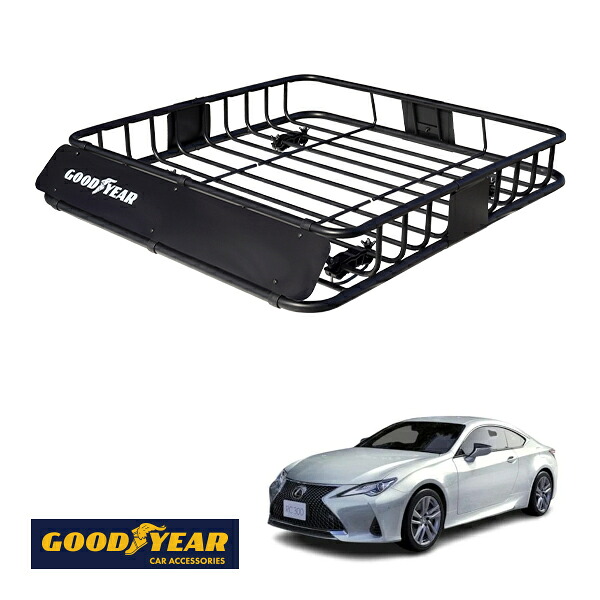【GOODYEAR正規品】 スチール ルーフラック ROAD PRO 1111mm×158mm×993mm 耐荷重100kg ブラック 組み立て式 GOODYEARロゴ入り ルーフキャリア バスケット ベースキャリア カーゴネット レクサス RC300 RC350 ASC10 GSC10|トラックチューナーズ店