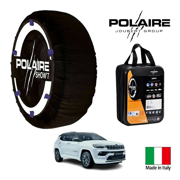 P10倍 エントリー 【POLAIRE正規品】ポレア ポレイル SNOW SOCKS Show7 クライスラー・ジープ コンパス トラック エディション 3BA-M624 225/55R18 18インチ 4WD スノーソックス 布製 タイヤ チェーン 非金属 イタリア製