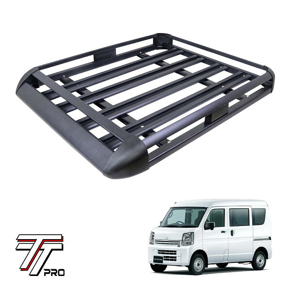 P10倍 エントリー 【TT PRO正規品】 汎用 組立式 アルミ ルーフラック カーゴラック カーゴバスケット 耐荷重200kg 440LB ブラック 三菱 ミニキャブバン DS17V