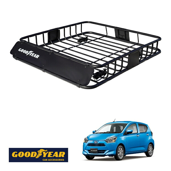 【GOODYEAR正規品】 スチール ルーフラック ROAD PRO 1111mm×158mm×993mm 耐荷重100kg ブラック 組み立て式 GOODYEARロゴ入り ルーフキャリア バスケット ベースキャリア カーゴネット スバル プレオプラス LA350F LA360F|トラックチューナーズ店