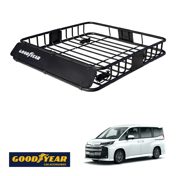 【GOODYEAR正規品】 スチール ルーフラック ROAD PRO 1111mm×158mm×993mm 耐荷重100kg ブラック 組み立て式 GOODYEARロゴ入り ルーフキャリア バスケット ベースキャリア カーゴネット スズキ ランディ 90系|トラックチューナーズ店