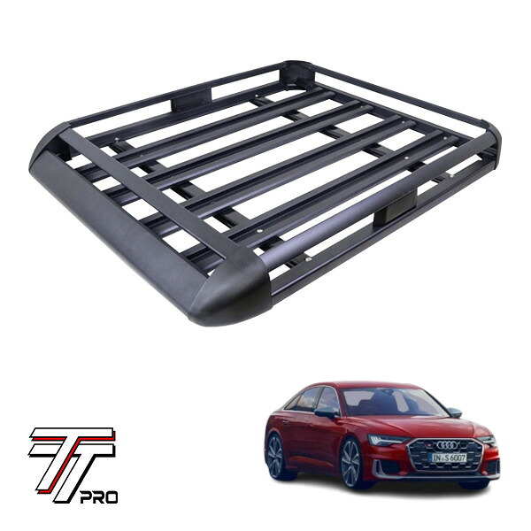 P10倍 エントリー 【TT PRO正規品】 汎用 組立式 アルミ ルーフラック カーゴラック カーゴバスケット 耐荷重200kg 440LB ブラック アウディ S6 F2