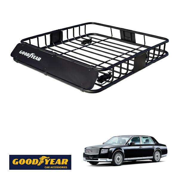 【GOODYEAR正規品】 スチール ルーフラック ROAD PRO 1111mm×158mm×993mm 耐荷重100kg ブラック 組み立て式 GOODYEARロゴ入り ルーフキャリア バスケット ベースキャリア カーゴネット トヨタ センチュリーセダン UWG60|トラックチューナーズ店