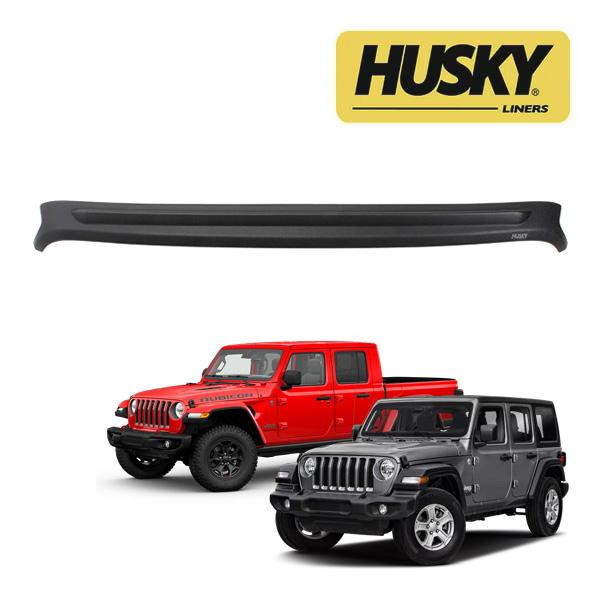 【HUSKY LINERS 正規品】ジープ JL ラングラー JT グラディエーター AEROSKIN エアロスキン バグガード ロゴ入 マットブラック ボンネットガード フードプロテクター ボンネットプロテクター｜トラックチューナーズ店