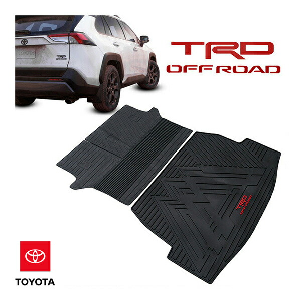 P10倍 エントリー 【USトヨタ純正】 TOYOTA RAV4 50系 MXAA52 MXAA54 AXAH52 AXAH54 オールウェザー リア カーゴマット ラゲッジマット カーゴライナー トランクマット シートバックプロテクター 後部座席背面カバー TRD OFFROADロゴ入