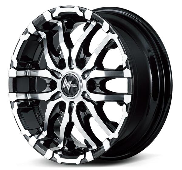 【ハイエース用ホイール MID NITRO POWER M26 CROSS FANG 17×6.5Jインセット38 6穴 PCD139.7 ブラックメタリック/ミラーカット】　新品　送料無料　単品　ワイルド　ドレスアップ　カスタム