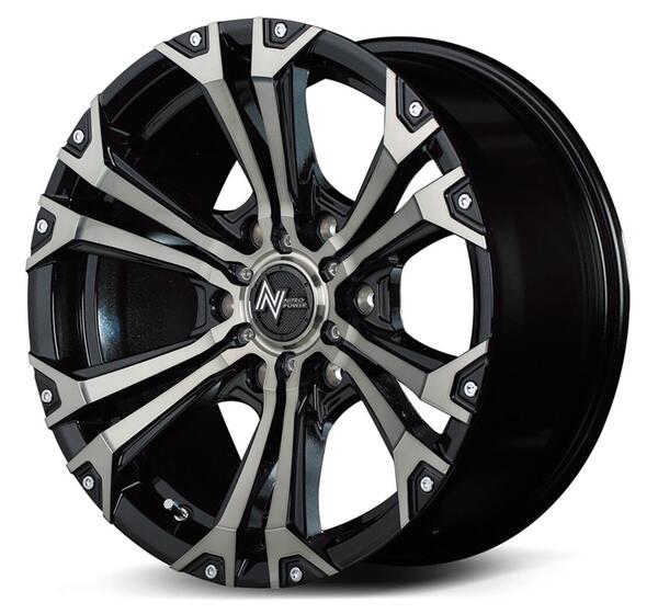 【ハイエース用ホイール MID NITRO POWER JAVELIN 16×6.5Jインセット38 6穴 PCD139.7 ブラックメタリックポリッシュブラッククリア＋ピアス&ミルド】　新品　送料無料　単品　ワイルド　ドレスアップ　カスタム