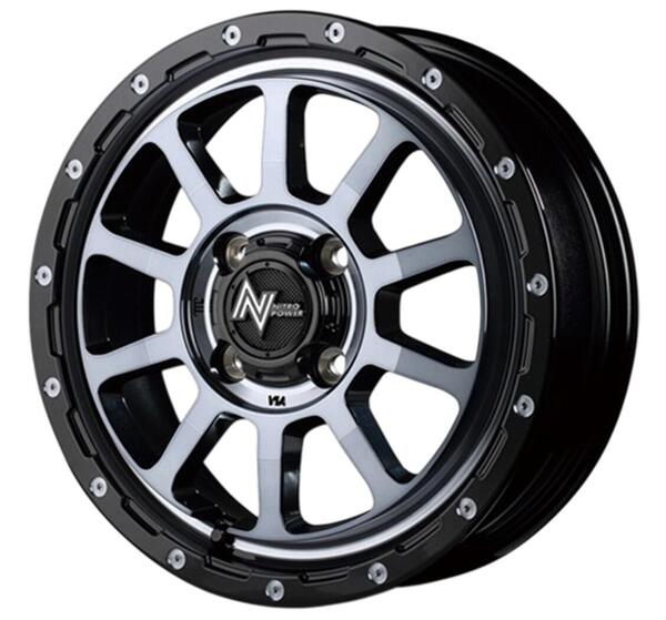 【軽自動車用ホイール MID NITRO POWER M10 PERSHING 14×4.5Jインセット45 4穴 PCD100 ブラック/DC+マシニング/ブラッククリア】　新品　送料無料　単品　ワイルド　ドレスアップ　カスタム