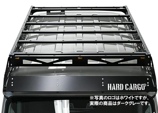 【ハイエース用　ルーフキャリア専用オプション　ディフレクター　HCロゴステッカーver.　Lサイズ　ステッカーカラー:ダークグレー】ハードカーゴ　カスタマイズ｜カネタグループ　トラックショップ