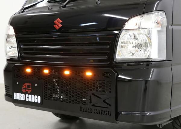 【キャリイ、スーパーキャリイ専用　LEDスキッドグリル　アンバー】軽トラック　ハードカーゴ　カスタマイズ