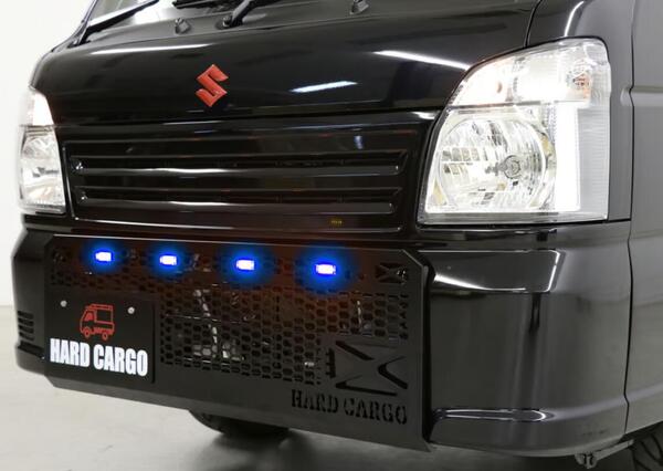 【キャリイ、スーパーキャリイ専用　LEDスキッドグリル　ポリスブルー】ハードカーゴ　軽トラック　カスタマイズ