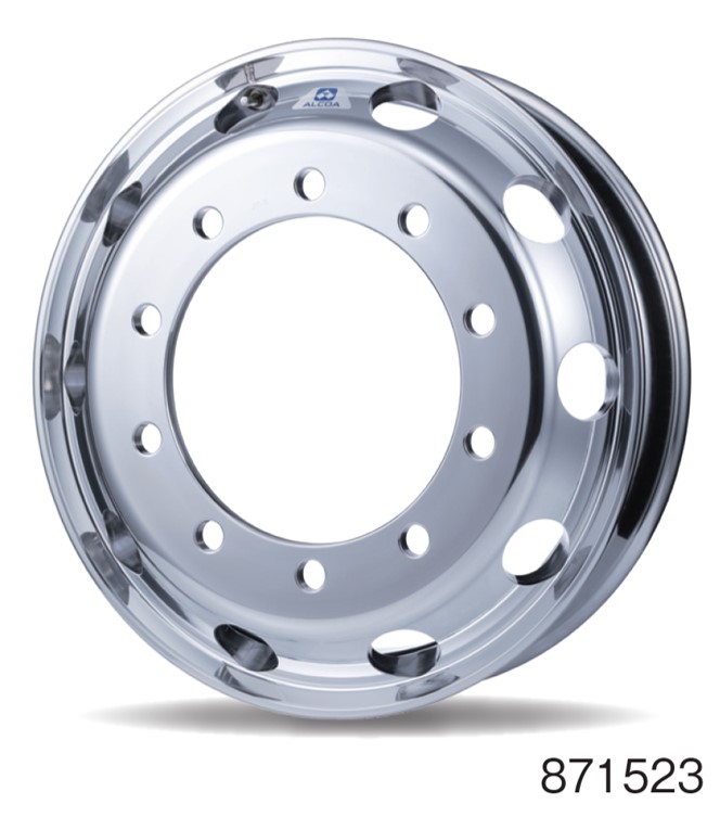 【22.5×7.50　10穴　飾り穴10穴　オフセット162mm　PCD335mm　アルコア　中型・大型トラック・バス用　新ISOΦ26平面座アルミホイール】ALCOA　4t　10t　中型　大型　新品　送料無料　単品