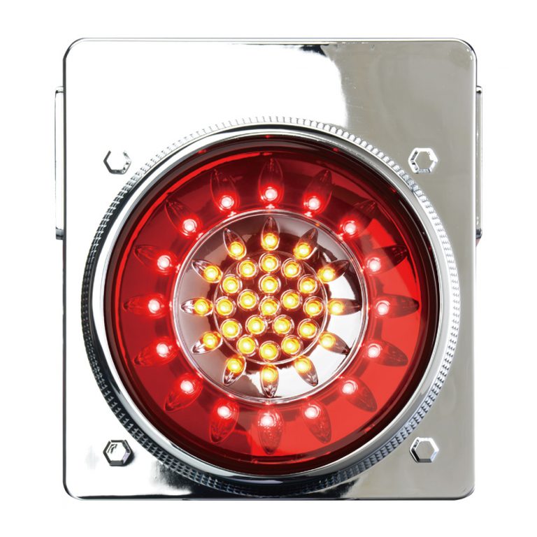 【花魁JAPAN 46LED Wタイプ レッド/クリア】 トラック テールランプ 24V用 ブレーキ スモール ウインカー OWRC-02|カネタグループ トラックショップ