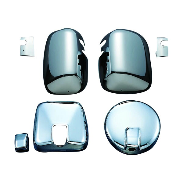 【ミラーカバー4点セット　いすゞファイブスターギガ/NEWギガ　大型車用　ワイパー/ヒーター付ミラー車】トラック　ボディーパーツ　メッキパーツ　クロームメッキ　ミラーカバー　サイドミラー　サイドアンダーミラー　ミラーカバー　ミラーホルダー　カスタム