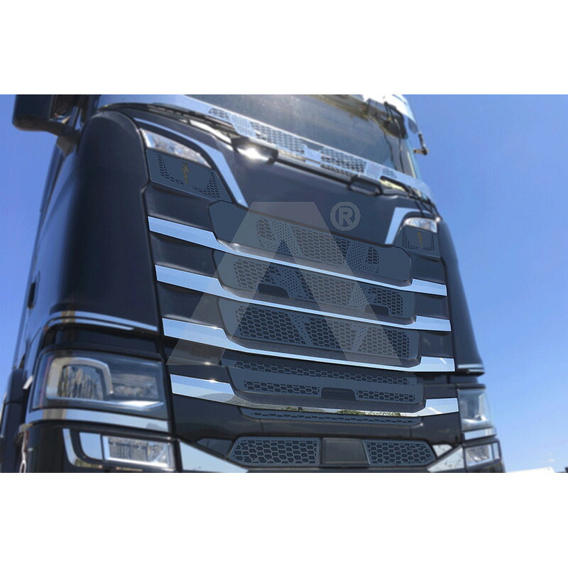 【ACITOINOX グリル用ステンレスプレート SCANIA マスク アプリケーション4分割】スカニア 用品 外装 アクセサリー ドレスアップ|カネタグループ トラックショップ