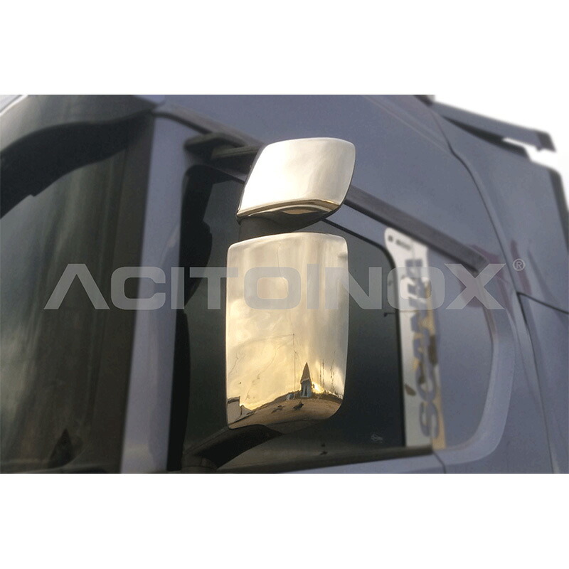 【ACITOINOX ステンレスミラーカバー SCANIA　ステンレスミラーカバー】スカニア　用品　外装　アクセサリー　ドレスアップ