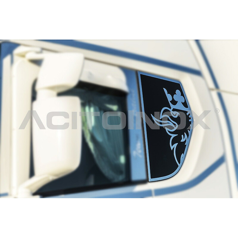 【ACITOINOX ドアウィンド用ステンレスプレート SCANIA ウィンドドア アプリケーション】スカニア 用品 外装 アクセサリー ドレスアップ|カネタグループ トラックショップ