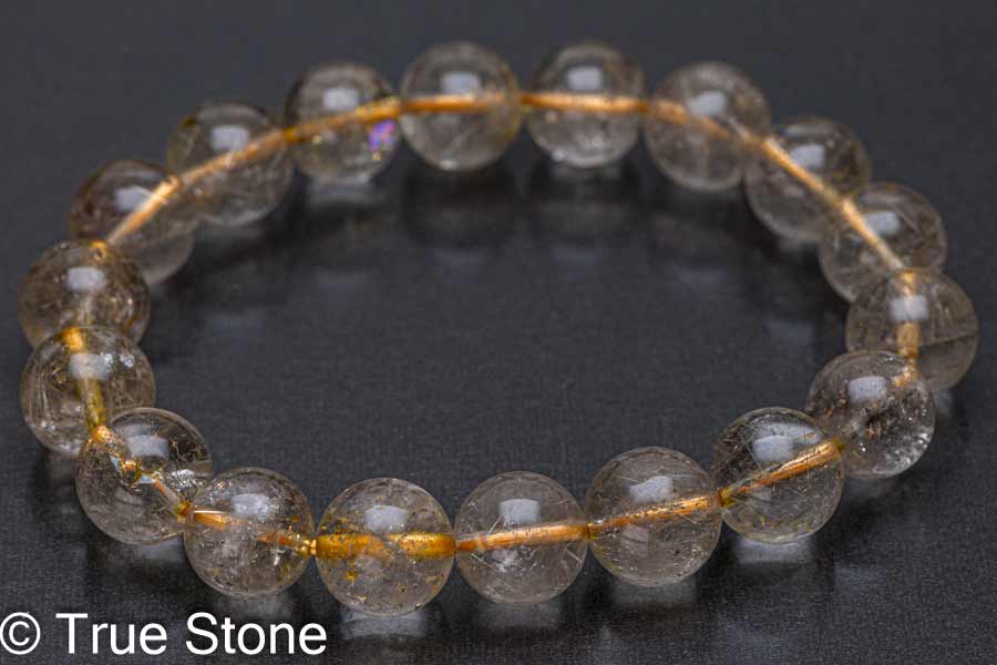 証明書付き希少ボリビア産虹入りシャラ針上品ゴールドルチルクォーツ