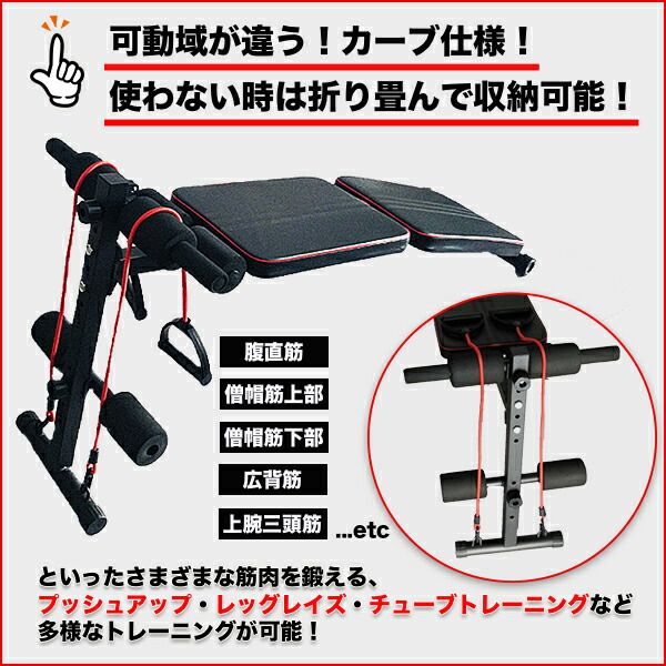 市場 腹筋ベンチ 付 マルチ 腹筋 マシン 腹筋台 筋トレ シットアップベンチ チューブ トレーニング 器具 カーブ型