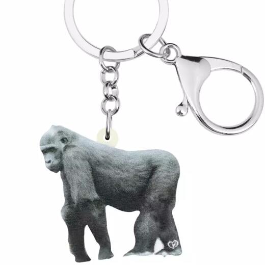 楽天市場 メール便送料無料 ゴリラ キーホルダー グッズ アクリル 雑貨 野生動物 類人猿 オーナーグッズ かわいい 輸入 キーチェーン プリント 車 鍵 犬と動物 トラストワンポイント