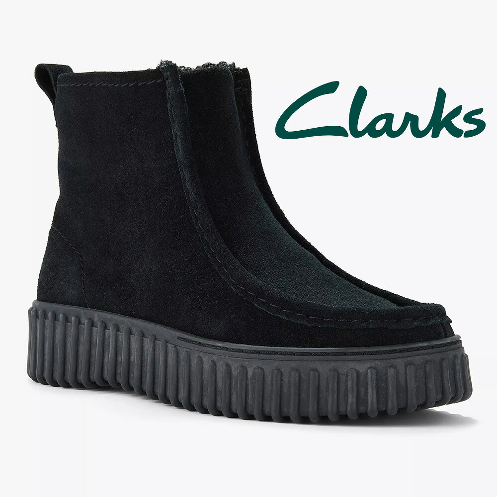 ☆美品☆【クラークス】サイドゴアブーツ (UK4) トーヒルメープル　厚底　黒 送料無料】Clarks クラークス サイドゴア ブーツ 厚底 Torhill Maple