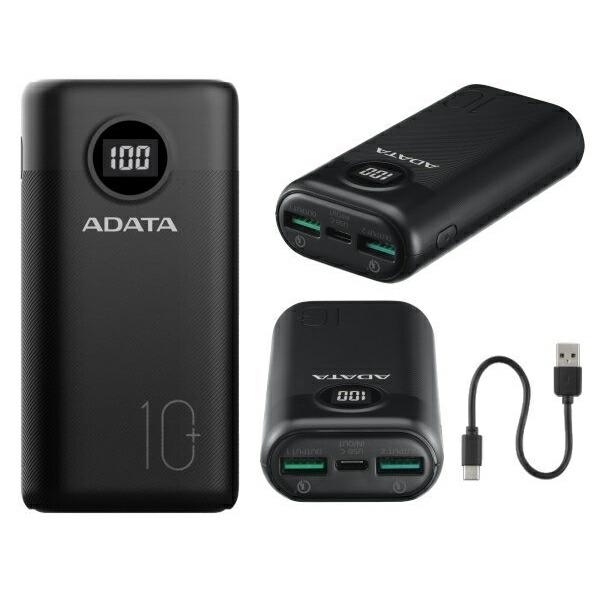 モバイルバッテリー 急速充電 PD対応 バッテリー残量表示 3ポート 3ポート同時充電 大容量 10000mAH USB Type-C 防災 天災 水害 災害 停電 ADATA AP10000QCD-DGT-CBK AP10000QCD-DGT AP10000QCDDGT ブラック