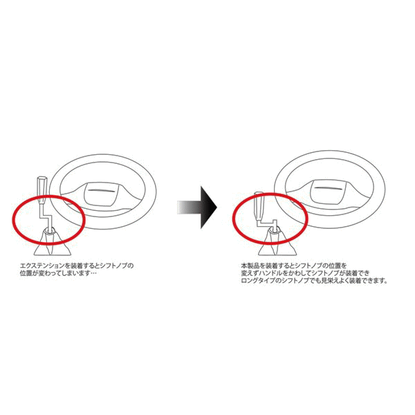 シフトノブエクステンションL型丸パイプ