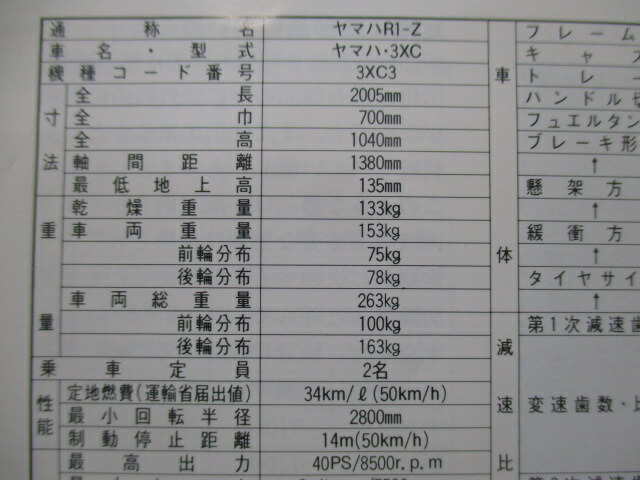 ヤマハ 法条 単車 補修巻 R1 Z 手遣い代表書 正規 ケーブル絵有り 3xc3 3xc 3xc Ta 車検 整備案内 中古 Vned Org