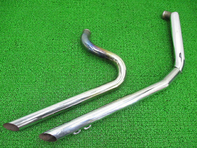 ハーレーFXSTC1340マフラー1HD1BKL16VY019***社外バイク部品1997年式外しスチール2インチスラッシュカットマフラーコケキズ無し品薄希少品【中古】 96