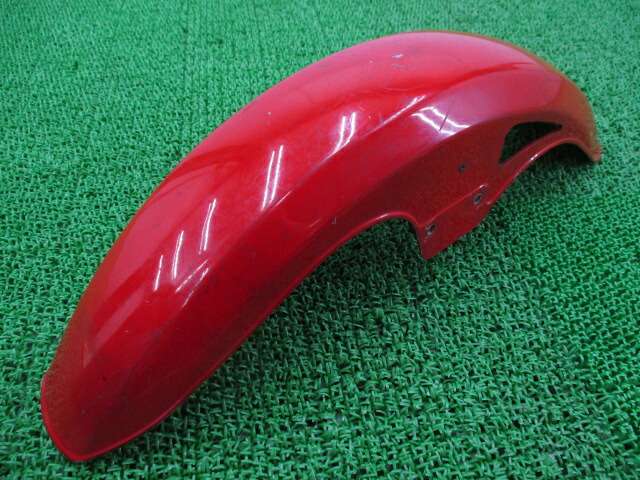 カワサキ純正バイク部品GPZ400Fフロントフェンダー純正赤ZX400A割れ欠け無しそのまま使えるノーマル戻しにカスタム素材に車検Genuine【中古】