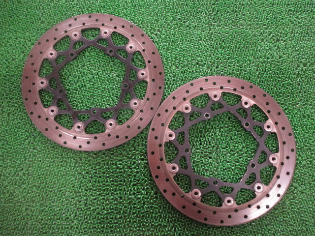 FZ-1フェザー フロントブレーキディスク 左右 ヤマハ 純正 バイク 部品 RN21J XVS1300ストライカー 曲がり無し そのまま使える 車検 Genuine FZ-1 FZ-1S XVS1300CU XVS1300CUストライカー 【中古】 Nc