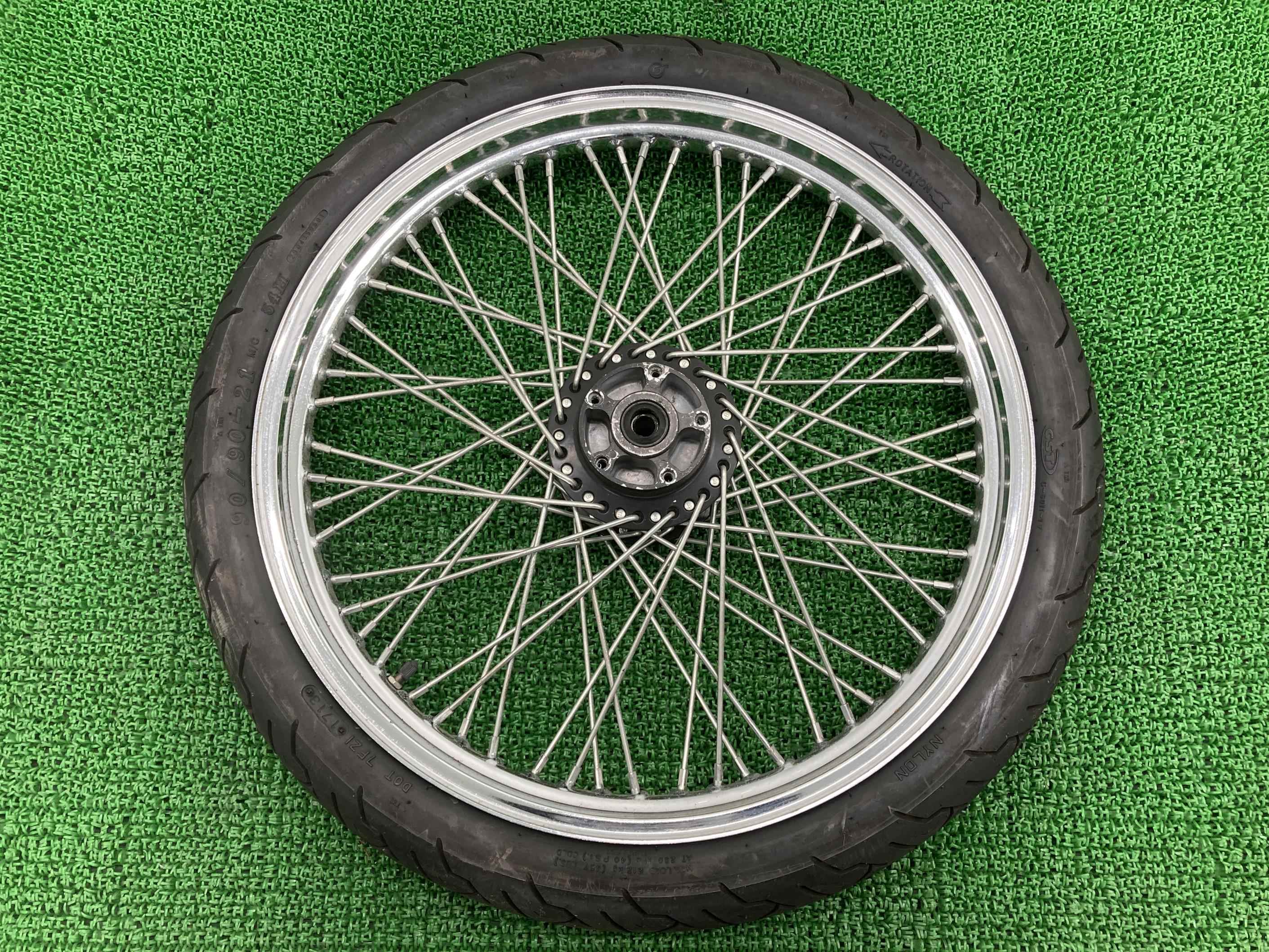 250フロントホイールヘイスト純正バイク部品クリーブランド21x2.15曲がり無し綺麗良品品薄車検Genuine【中古】 87