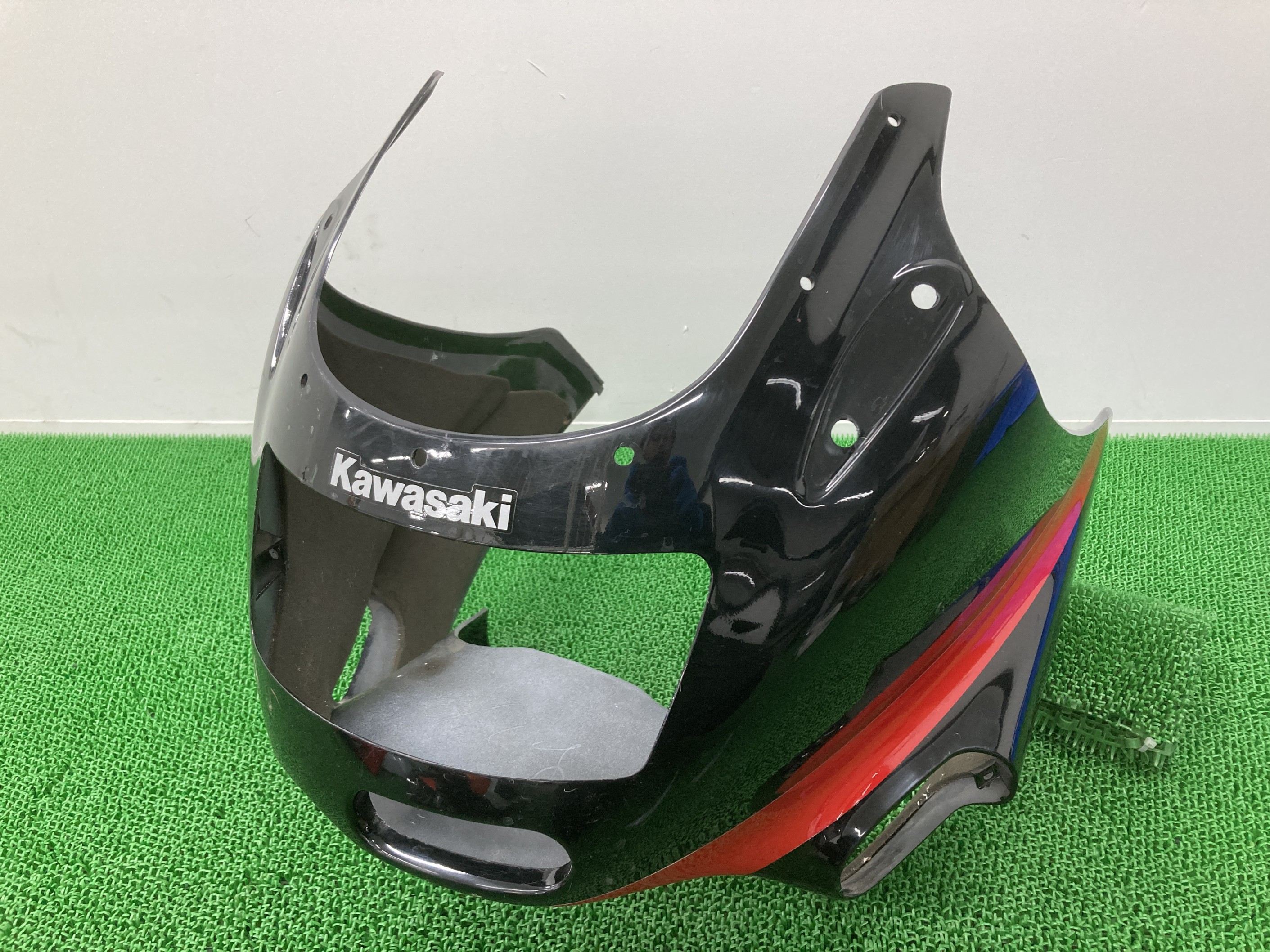 ZZ-R1100 アッパーカウル 黒/赤 カワサキ 純正 バイク 部品 ZX1100C フロントカウル コケキズ無し 品薄 希少品 車検 Genuine 【中古】 13