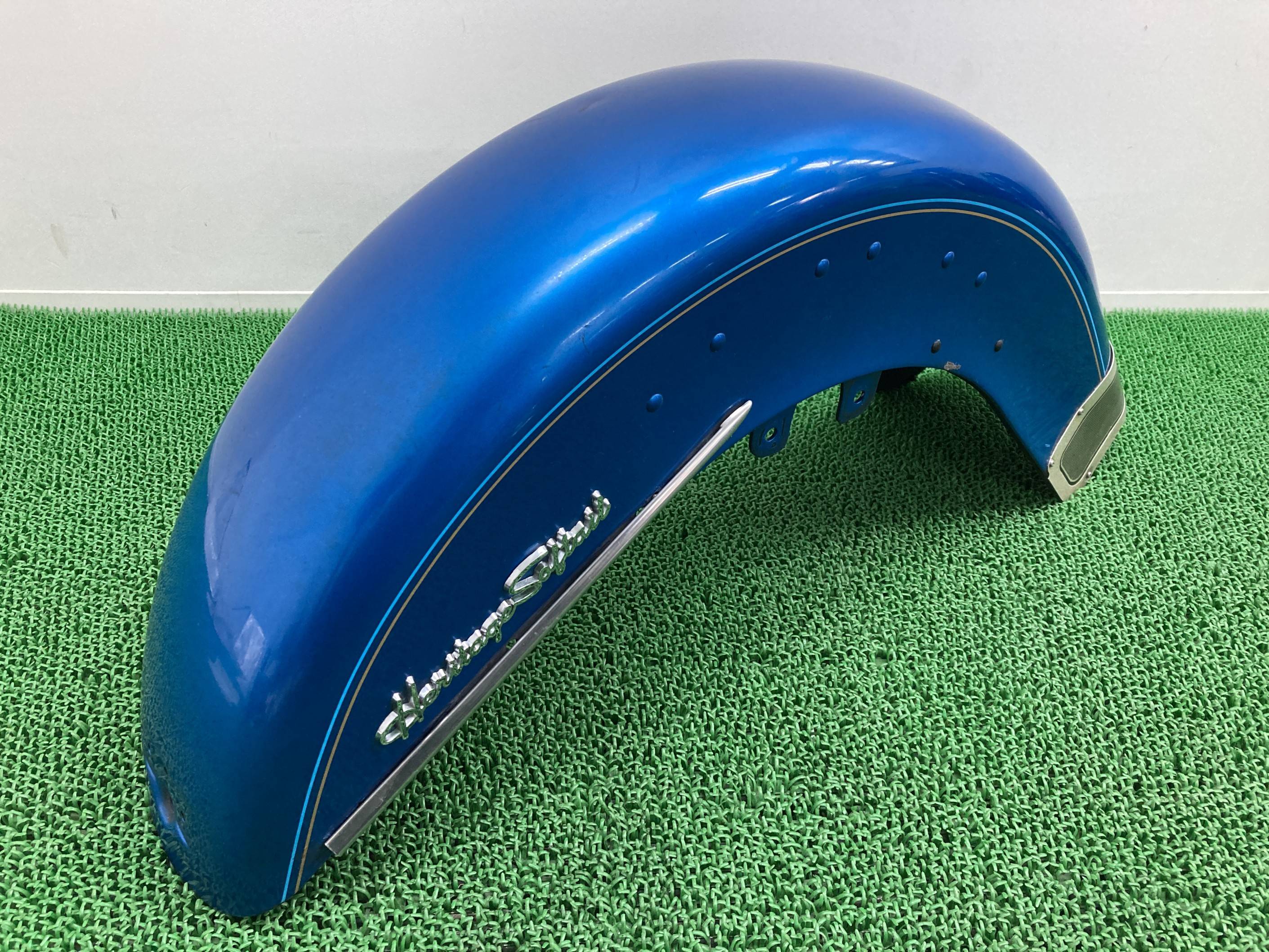FLSTC1340 フロントフェンダー 青M ハーレー 純正 バイク 部品 ヘリテイジソフテイルクラシック エボ EVO 97年 ペイント素材に 車検 Genuine 【中古】 Tz
