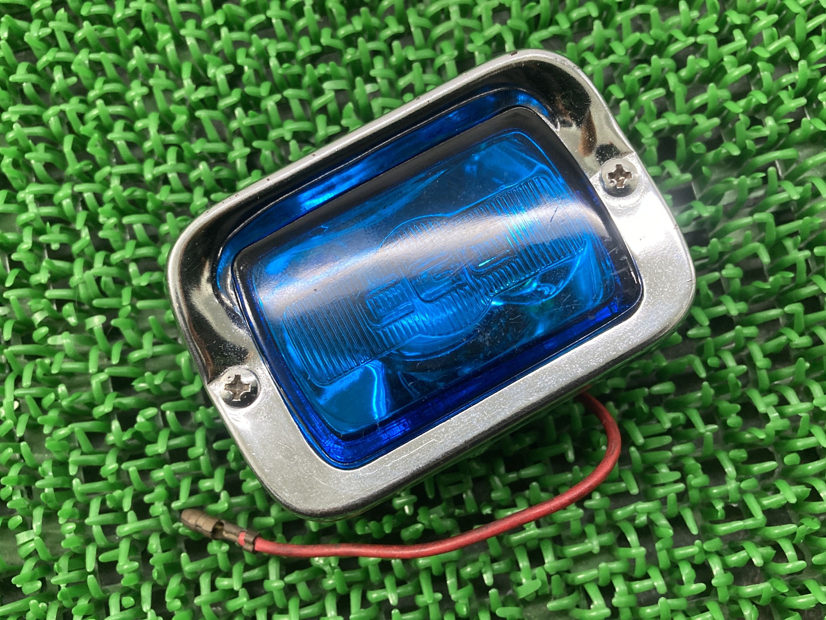 CGC製CB750K フォグランプ 社外 バイク 部品 当時物 スポットライト ガラスレンズ 角型 ホタル ブルーレンズ 【中古】 lA
