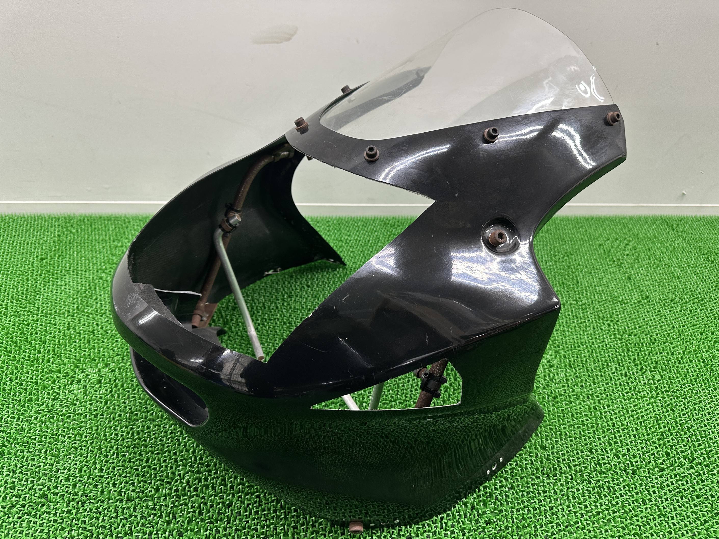 ホーネット250 アッパーカウル 黒 社外 バイク 部品 MC31 FRP ワンオフフロントカウル フルカウルカスタムに コケキズ無し 品薄 【中古】 hK