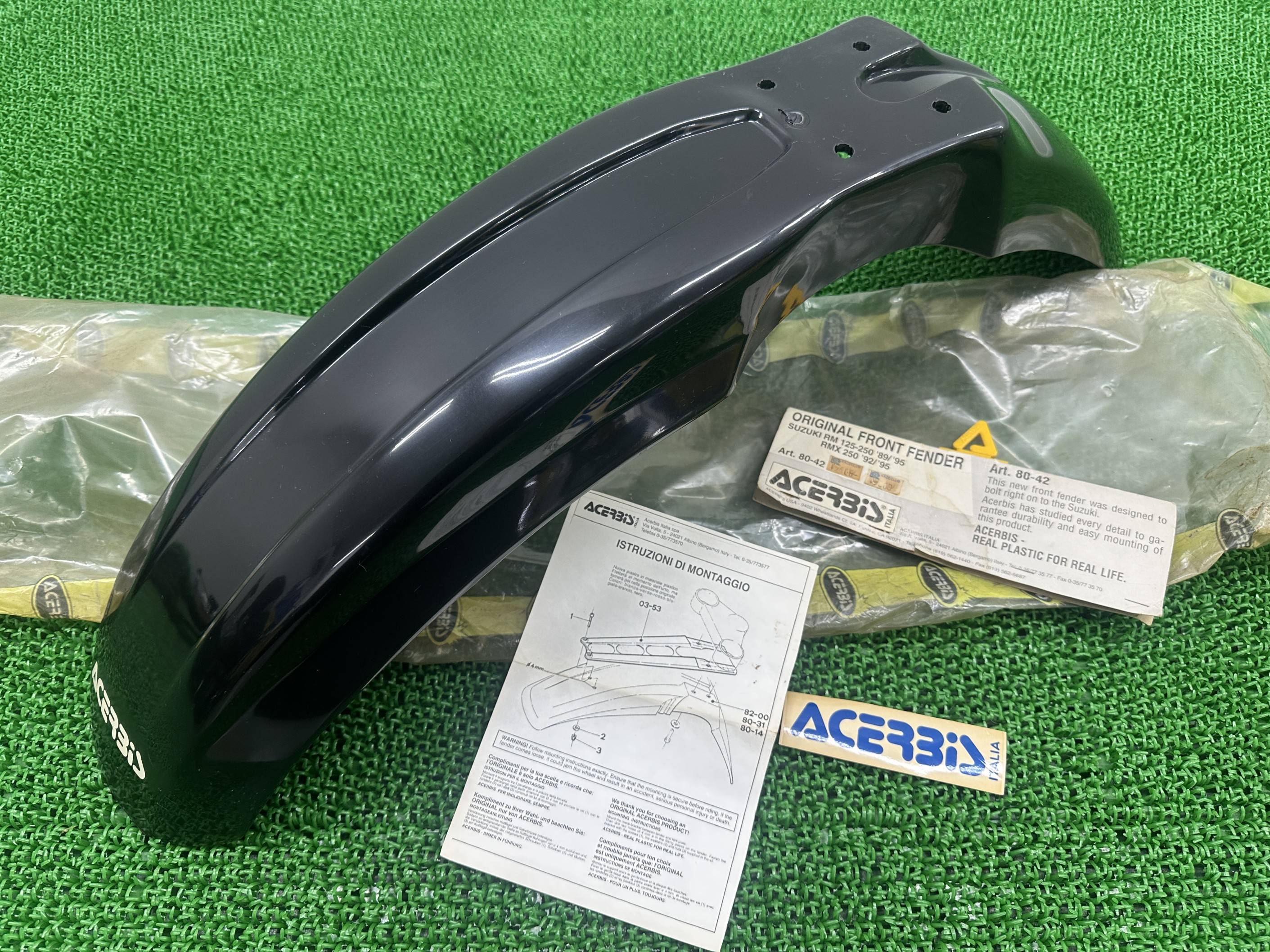 アチェルビス製RMX250 フロントフェンダー 黒 80-42 社外 中古 バイク 部品 92-95年 RM125-250 89-95年 ACERBIS イタリア製 tS