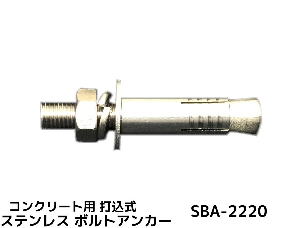 ボルトアンカー（ＢＡ SBA-2220 ステンレス 生地 【5本】 - 材料、部品