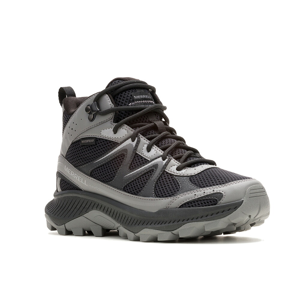 メレル MERRELL J038275 メンズ靴 靴 シューズ 2E相当 スニーカー アウトドア ハイキング シューズ 防水 メッシュ 通気性 衝撃吸収 耐久性 ハイカットスニーカー ミッドカット 高機能 人気 ブランド ブラック×グレー SP