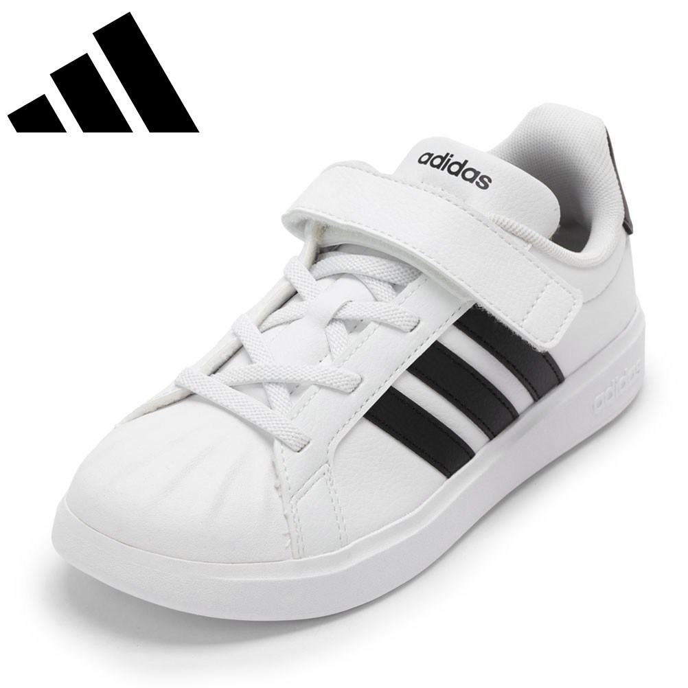 アディダス adidas JQ6144 キッズ靴 子供靴 靴 シューズ 2E相当 スニーカー キッズ 運動靴 通学 通園 体育 STREETTALK EL C 面ファスナー 耐久性 ローカットスニーカー 人気 ブランド ホワイト×ブラック SP