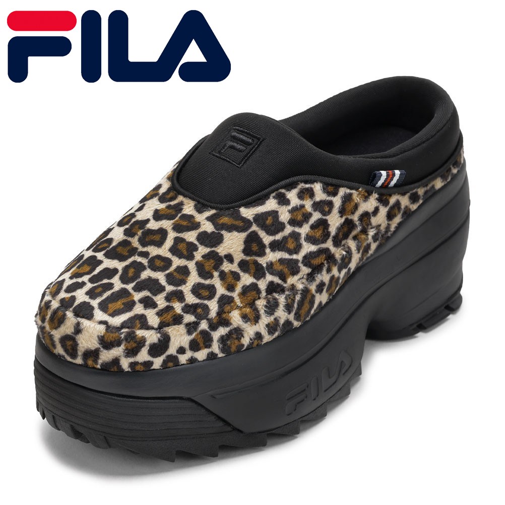 【全品P15倍！10日00:00～26H】フィラ FILA FM0102094015 レディース靴 靴 シューズ 2E スニーカー パンプス メリージェーン 厚底 ボリュームソール  DISRUPTOR WEDGE B ローカットスニーカー 一般受け ブランド名 黒いこと×レオパード柄 SP