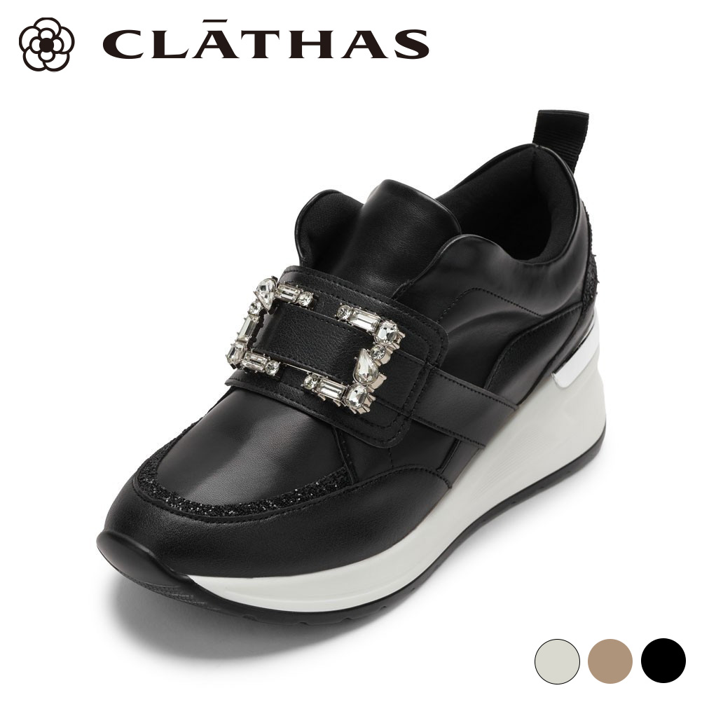 クレイサス CLATHAS CT-2529 レディース靴 靴 シューズ 2E スニーカー スリッポン 厚底 ビジュー バックル ローカットスニーカー 人気 ブランド