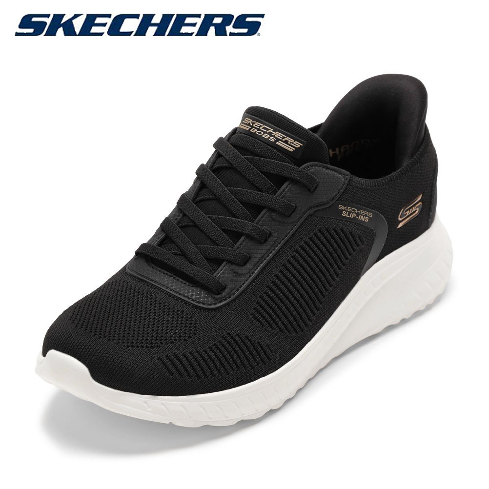 【全品P10倍！6日～9日まで】スケッチャーズ SKECHERS 117497W レディース靴 靴 シューズ 4E スニーカー スリップインズ BOBS SQUAD CHAOS - CUR ボブス スポート スクワッド 騒々しい混乱 ローカットスニーカー 編み物 伸ばすこと 黒いこと TSRC