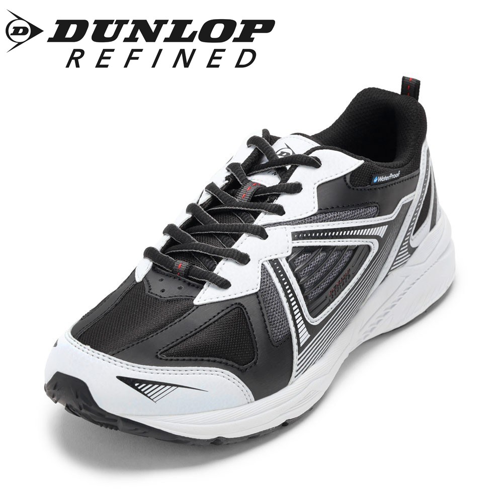 【全品P5倍！17日09:59まで】ダンロップ リファインド DUNLOP REFINED DM2016 メンズ靴 靴 シューズ 4E相当 スニーカー 防水 幅広 4E ゆったり ローカットスニーカー 反射材 リフレクター ブラック×ホワイト TSRC