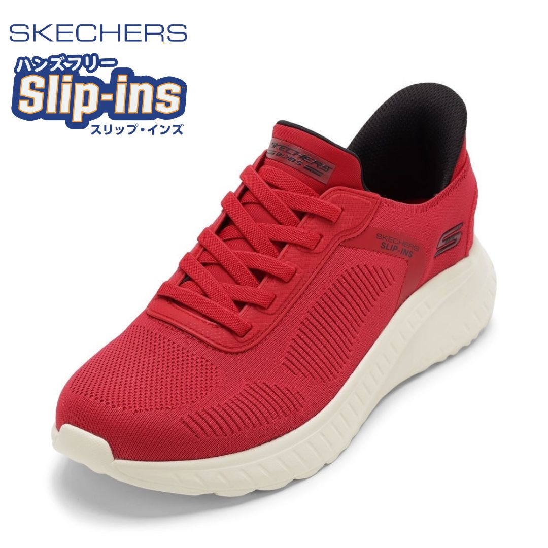 【全品P10倍！6日～9日まで】スケッチャーズ SKECHERS 118312W メンズ靴 靴 シューズ 4E スニーカー スリップインズ ハンズフリー 座布団性 BOBS SQUAD CHAOS ローカットスニーカー 一般受け ブランド名 赤いこと TSRC