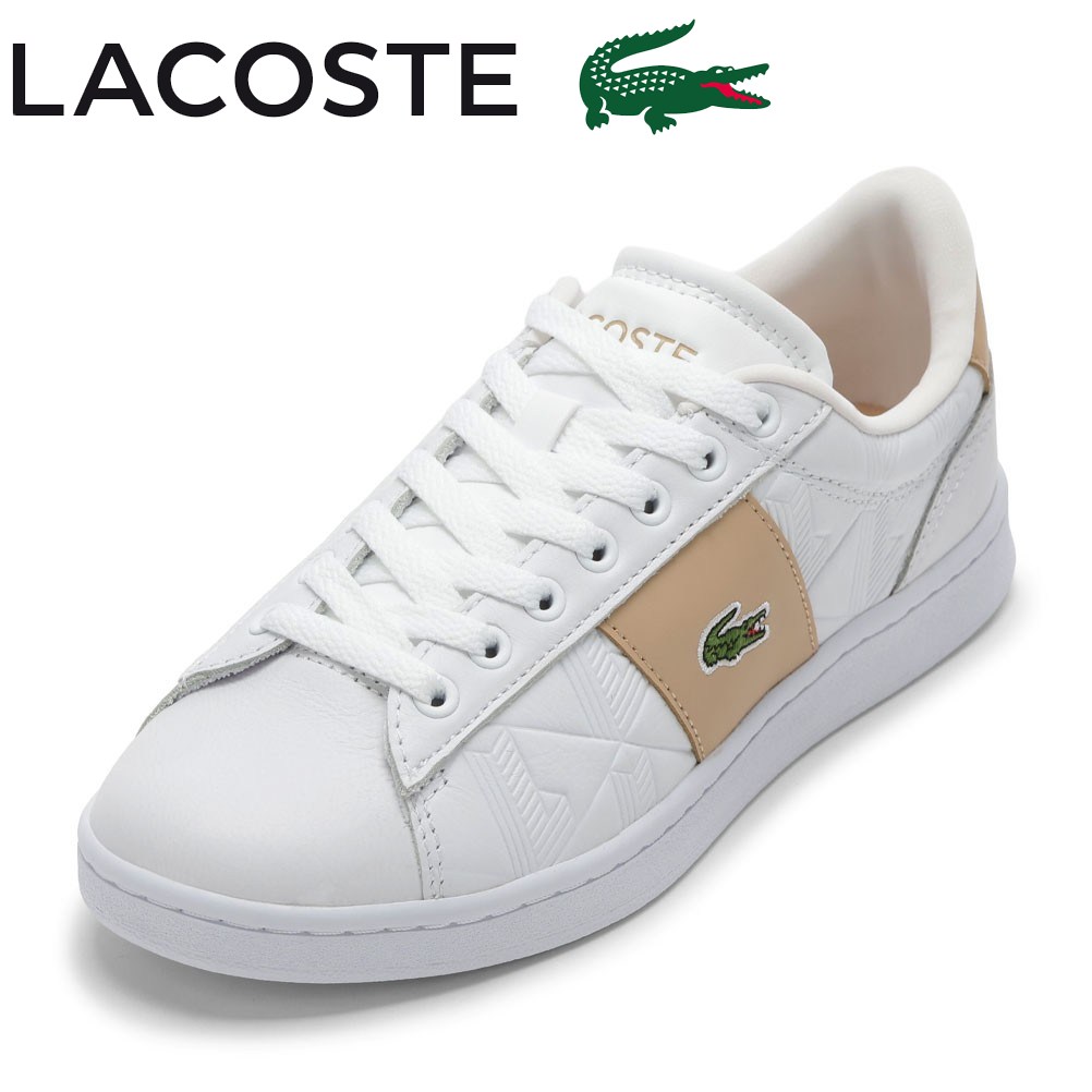 【全品P5倍！21日～24日】ラコステ LACOSTE 49SFA0039 レディース靴 靴 シューズ 2E相当 スニーカー コート シューズ モノグラム 柄 CARNABY SET 1252 APAC SFA レザー ローカットスニーカー 人気 ブランド ホワイト&times;ブラウン TSRC｜東京靴流通センター 店