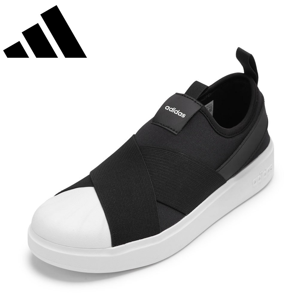 アディダス adidas KK0372L レディース靴 靴 シューズ 2E スニーカー スリッポン クッション性 伸縮性 ストレッチ ゴム 低反発 STREETTALK SLIPON 柔らかい フィット ローカットスニーカー 人気 ブランド ブラック×ホワイト TSRC
