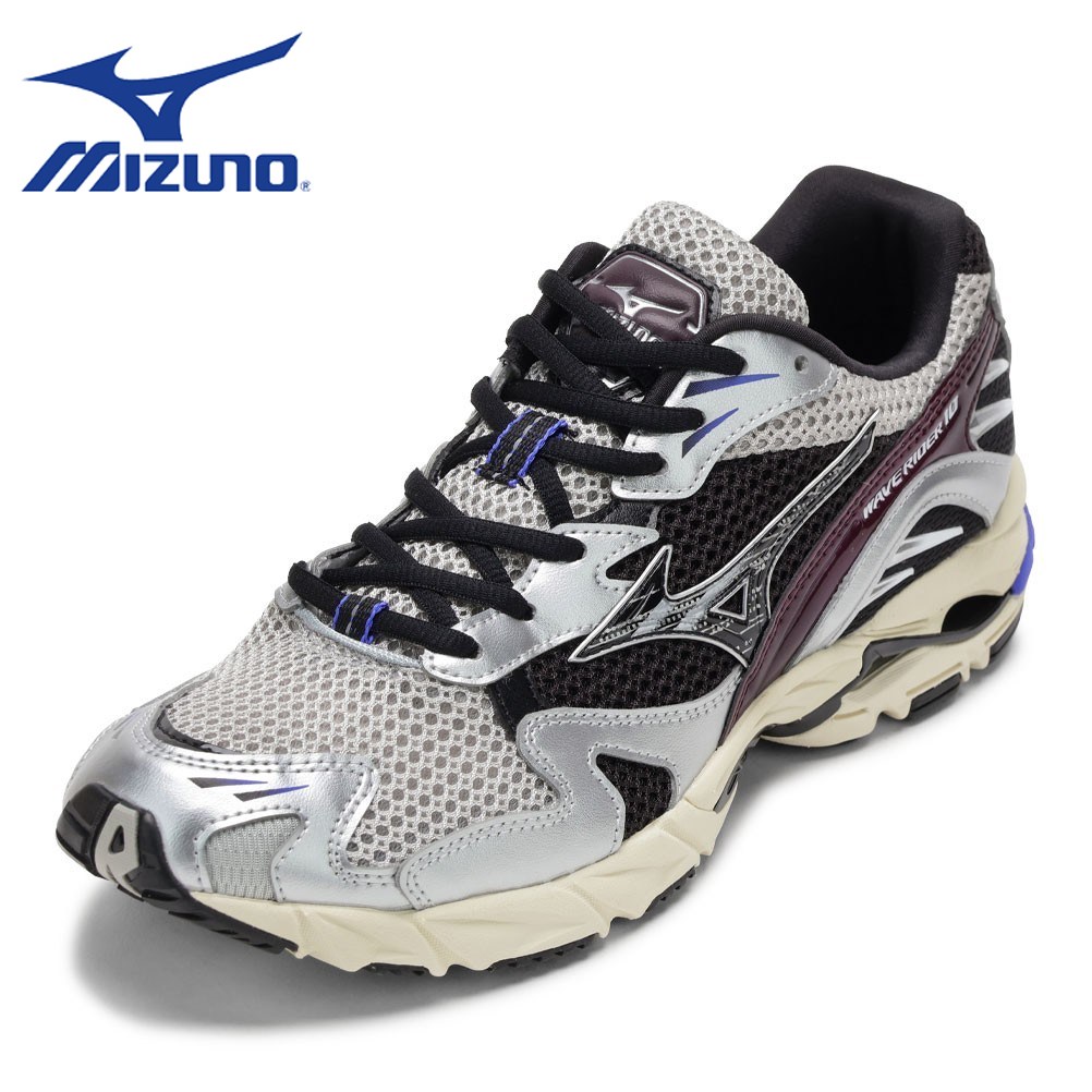 【全品P5倍！21日～24日】ミズノ MIZUNO D1GA210417 メンズ靴 靴 シューズ 2E スニーカー 撥水 軽量 耐久性 RIDER10 ライダー ローカットスニーカー 人気 ブランド シルバー&times;ブラック TSRC｜東京靴流通センター 店